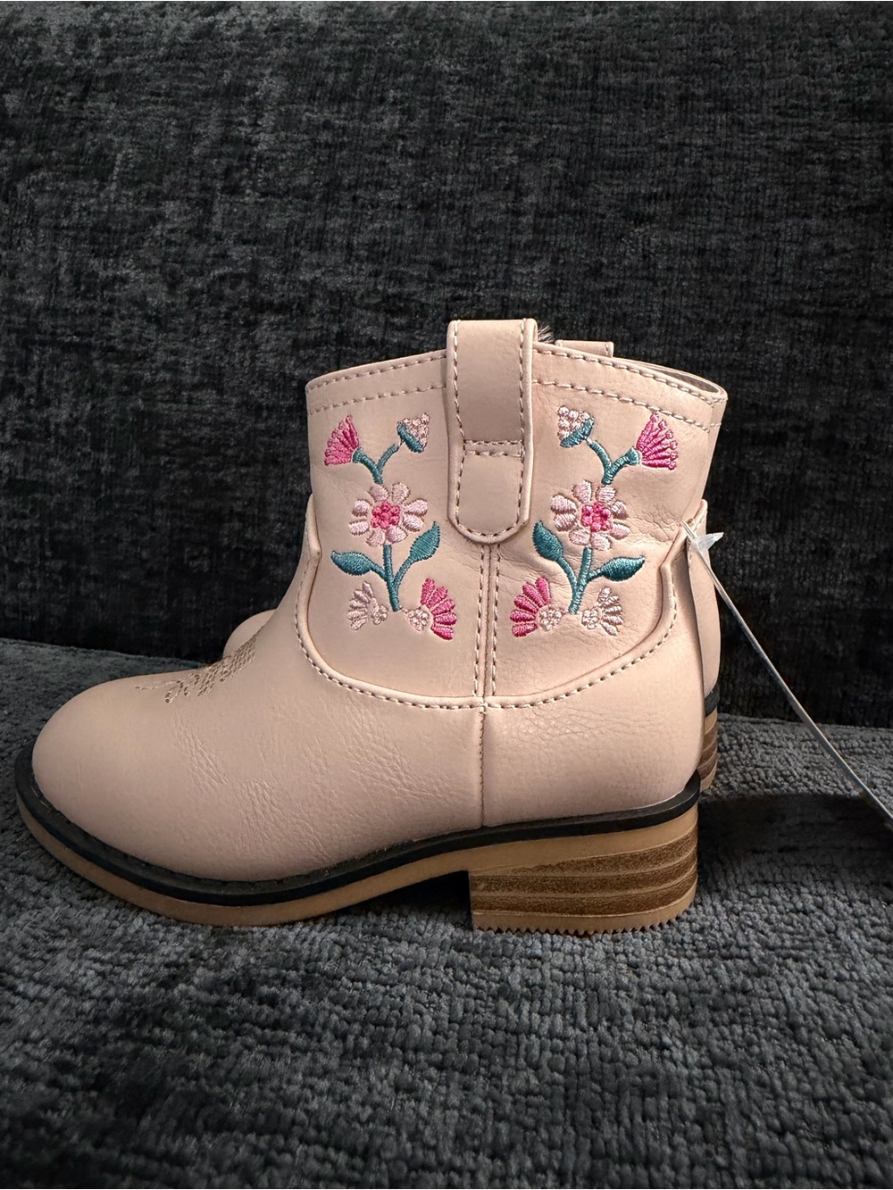 Blush Pink Floral Embroidered Kids Western Boots toddler size 6